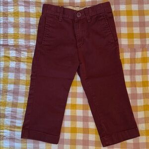 J.Crew Crewcuts Toddler Boy Maroon Casual Chino Pants Size 2
